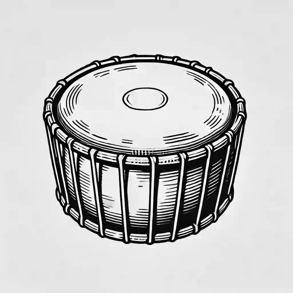 الآلات الموسيقية – رسمة تلوين لطبلة الدف