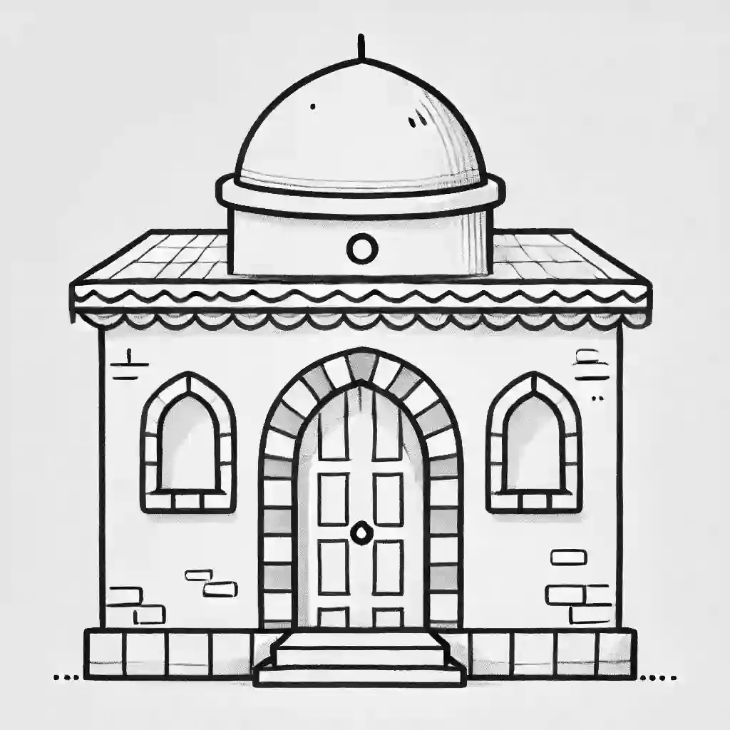 العمارة العربية – مبنى عربي بسيط بباب مقوس