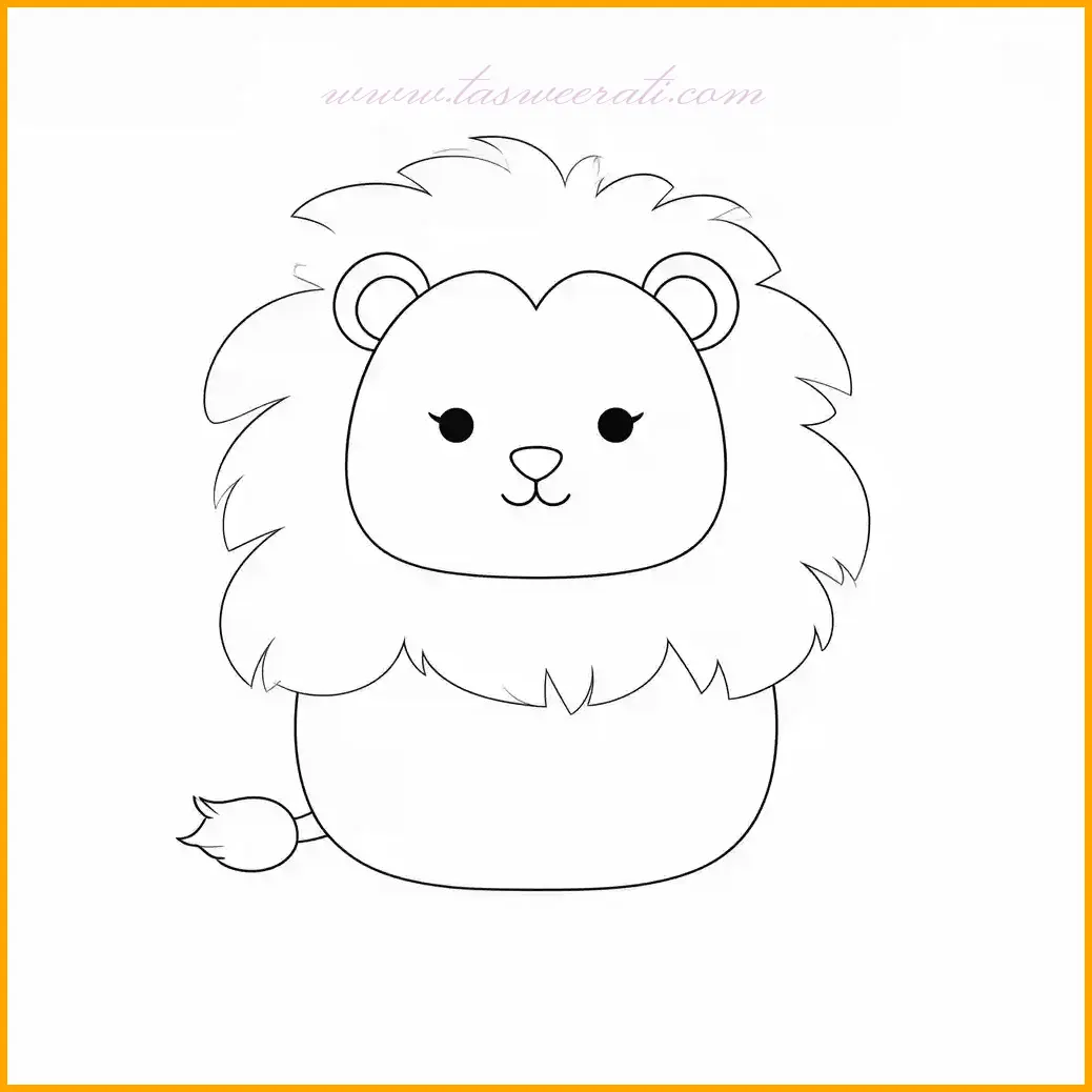 يعكس هذا الرسم أسد Squishmallow الظريف بفضل عرفه الناعم وتصميمه الرائع. يمكن للأطفال استخدام اللون البني الذهبي لتلوين العرف، مع تلوين جسم الأسد بدرجات اللون البني الفاتح أو البرتقالي. الأنف يمكن تلوينه باللون الأسود أو الوردي الفاتح لإضافة لمسة لطيفة. يمكن للأطفال استخدام الألوان الزاهية مثل الأخضر أو الأزرق لتلوين الخلفية، مما يجعل الصورة تبدو أكثر حياة وإشراقًا. بفضل تصميمه اللطيف، يعتبر هذا الرسم فرصة رائعة للأطفال لتطوير مهاراتهم في التلوين بطريقة ممتعة.