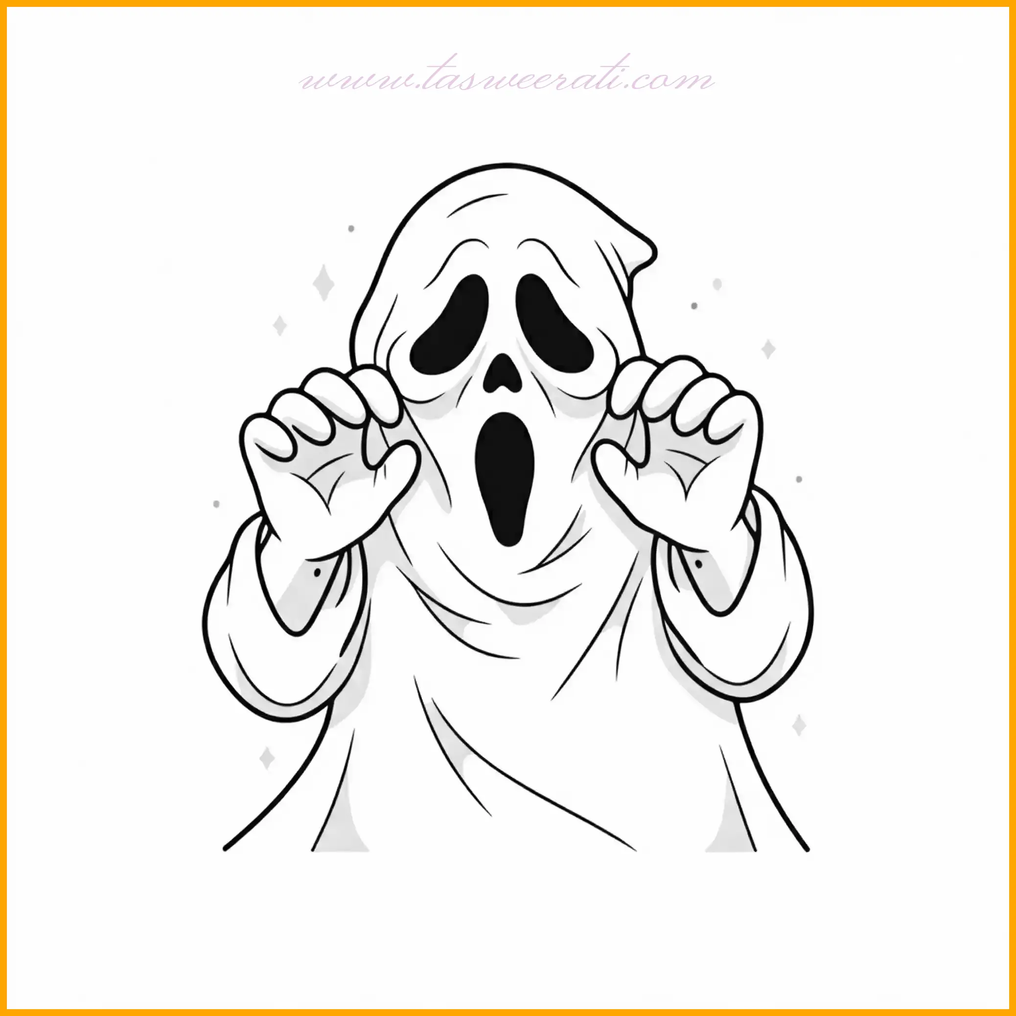 في هذه الصورة، يظهر Ghostface وهو يصنع وجهًا مخيفًا بعيون متوهجة تضيف لمسة من الغموض. هذه الرسمة مثالية للأطفال الذين يحبون أجواء الإثارة والرعب الممتع. يمكن للأطفال تلوين العيون بلون مشع مثل الأصفر أو البرتقالي لجعلها تبدو وكأنها تتوهج حقًا. يمكن أن تكون الخلفية داكنة، مثل الأسود أو الأزرق الداكن، لإبراز تفاصيل Ghostface. يمكن إضافة تأثيرات إضافية مثل النجوم الصغيرة أو الضباب الملون لإضفاء عمق على الرسم. إنها صفحة مليئة بالمتعة والإبداع!